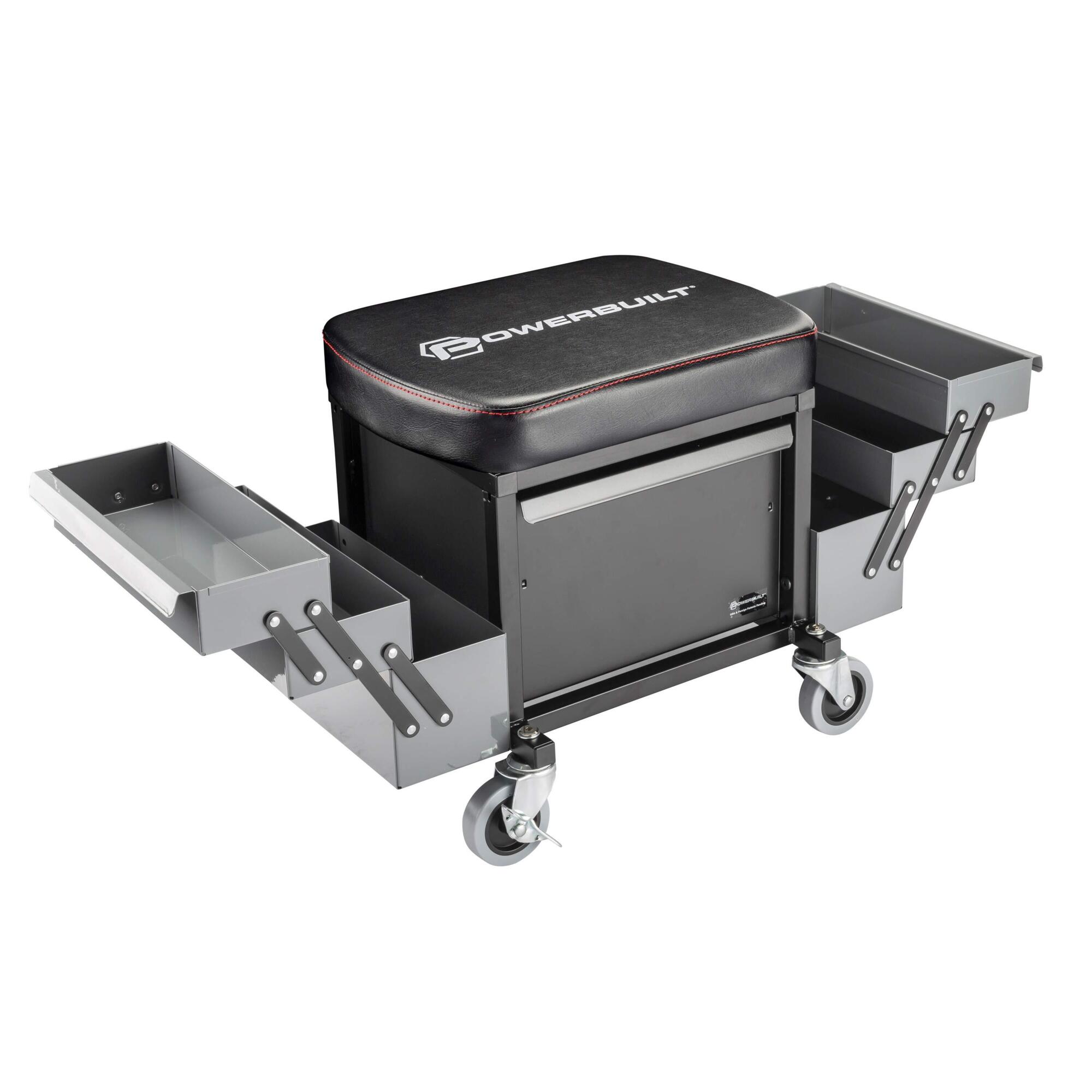 Powerbuilt, Deluxe Rolling Stool With Expandable Tool Trays, Model #  941918ECE
